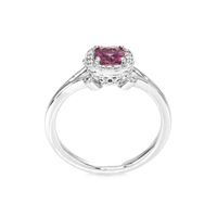 0.90 Ct. Purplish Pink Sapphire and Natural Diamond Antique Style Ring, Platinum 950 Image